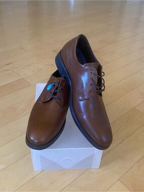Johnston & Murphy Holcomb Waterproof Leather Brown Plain Toe Derby Shoes